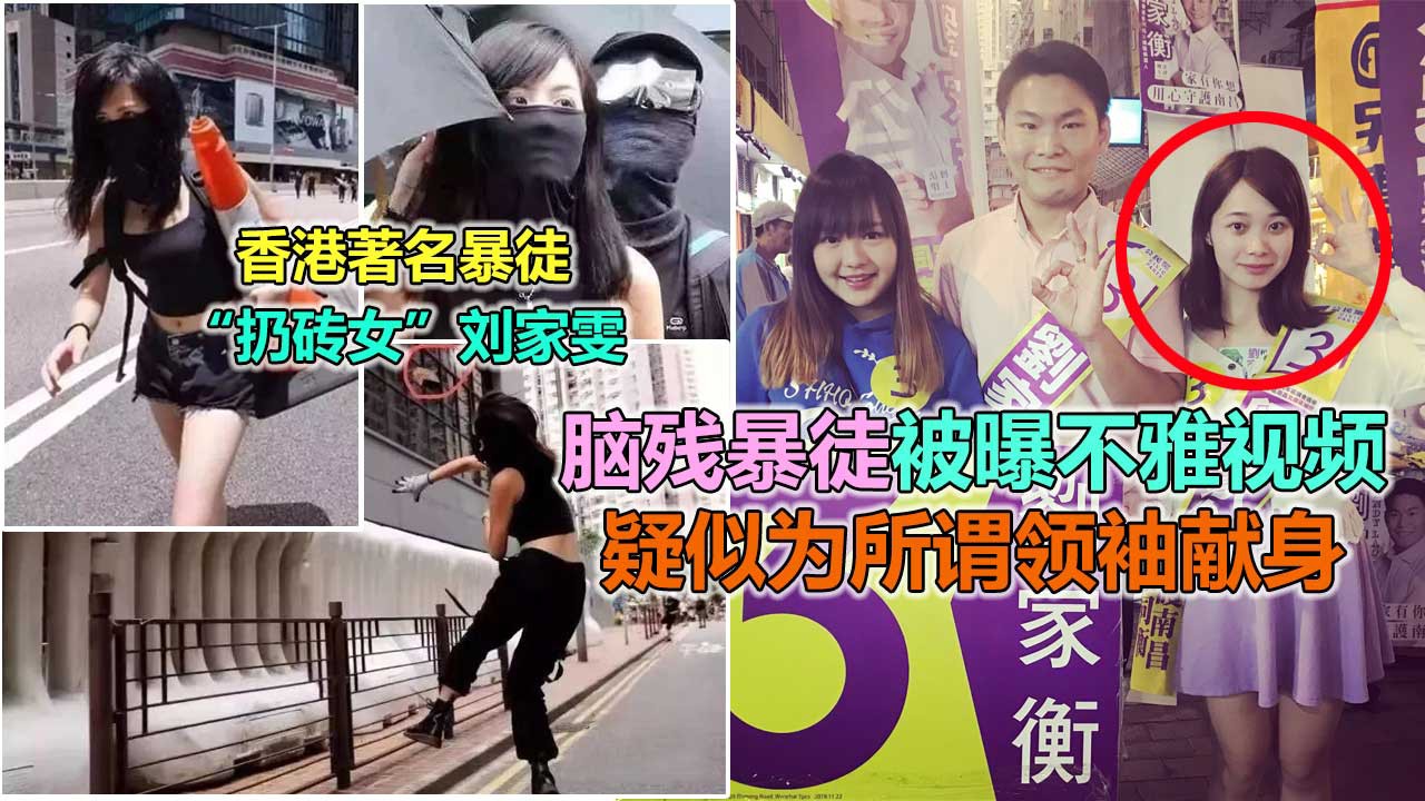 ❷香港著名废青扔砖女曝出不雅视频，疑似侍候所谓组织领袖