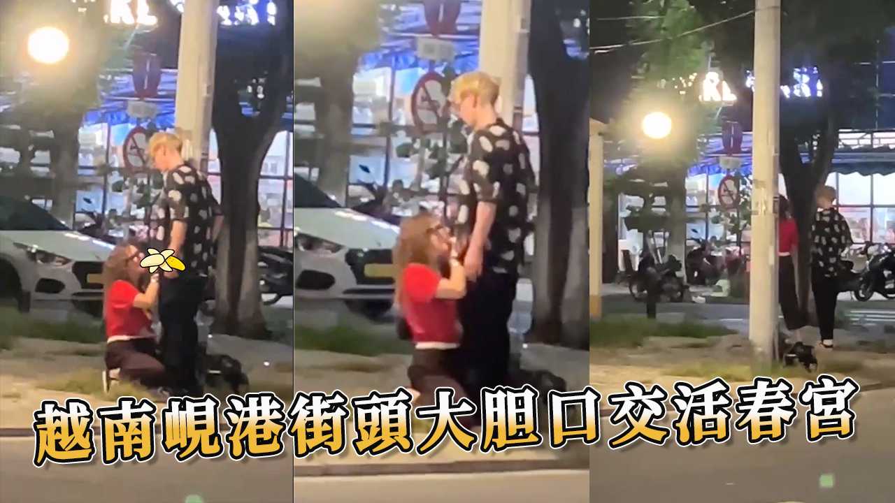 越南峴港街頭大胆口交活春宮 男人凶猛地将屌深深地捅入女人的嘴里，享受着女人的舌头带来的刺激
