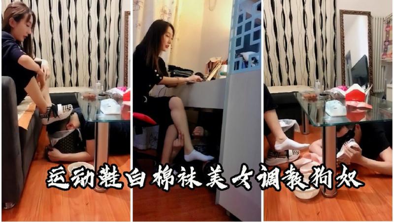 运动鞋白棉袜美女踩脸窒息调教狗奴