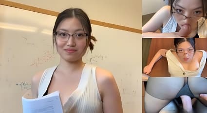 看起来文静乖巧但是绝顶反差的眼睛妹 汇报完工作就主动跪地口交 彻底被调教成办公室专属眼镜母狗！