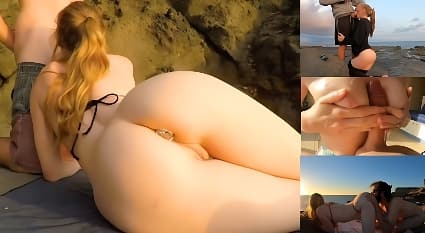 欧美情侣情人节沙滩激战 女友骚逼户外猛操 浪叫喷水和大自然融一体！