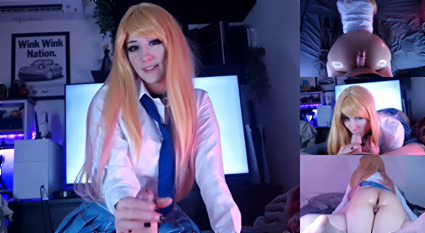 cos 喜多川海梦 油亮黑丝欧美高颜值口交 爽到眼睛翻白！