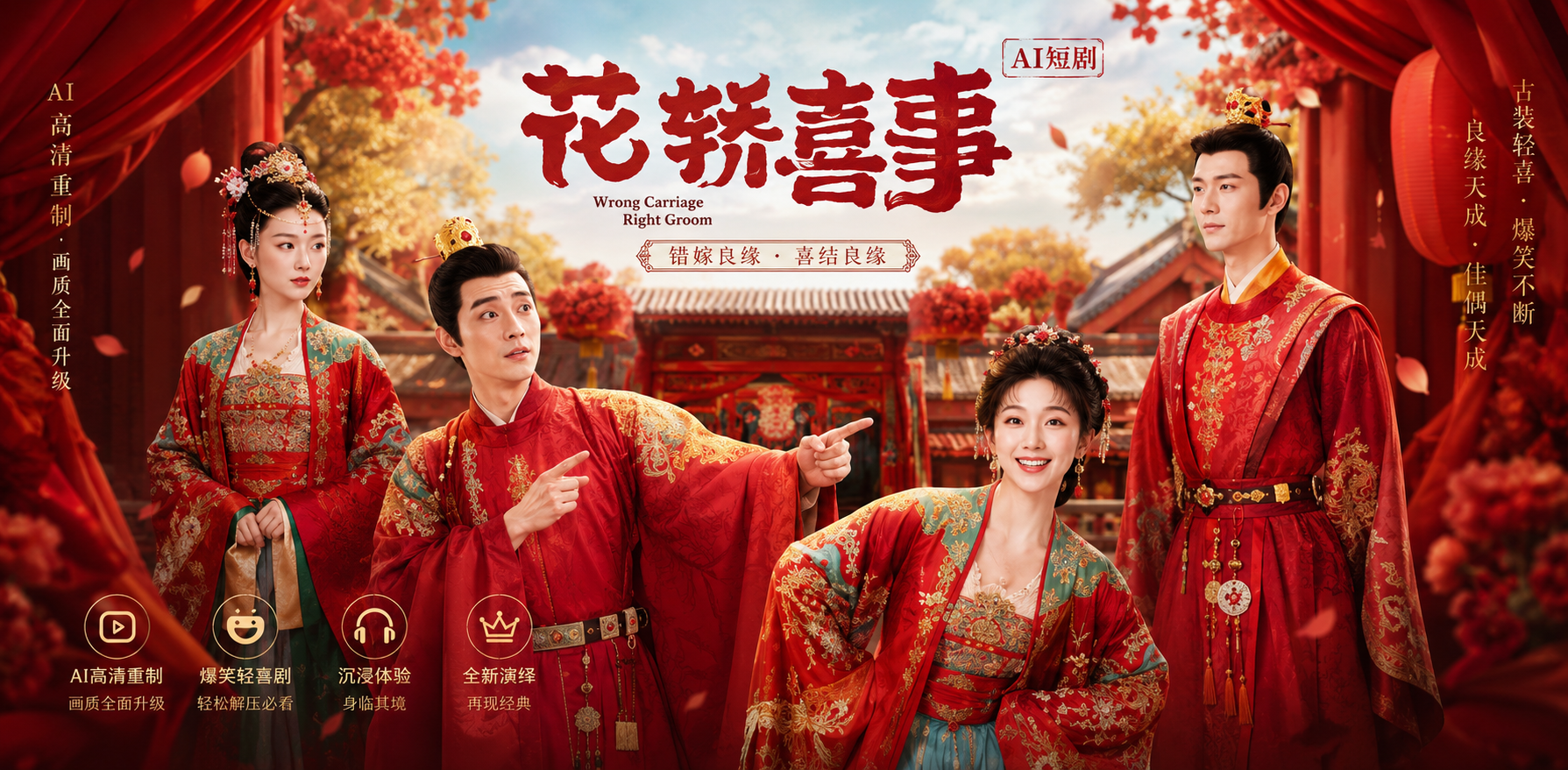 花轿喜事 田曦薇 白冰可 和 新郎在洞房里激情缠绵 ai短剧 ai成人 快来看看这部魔改版喜事有多热闹