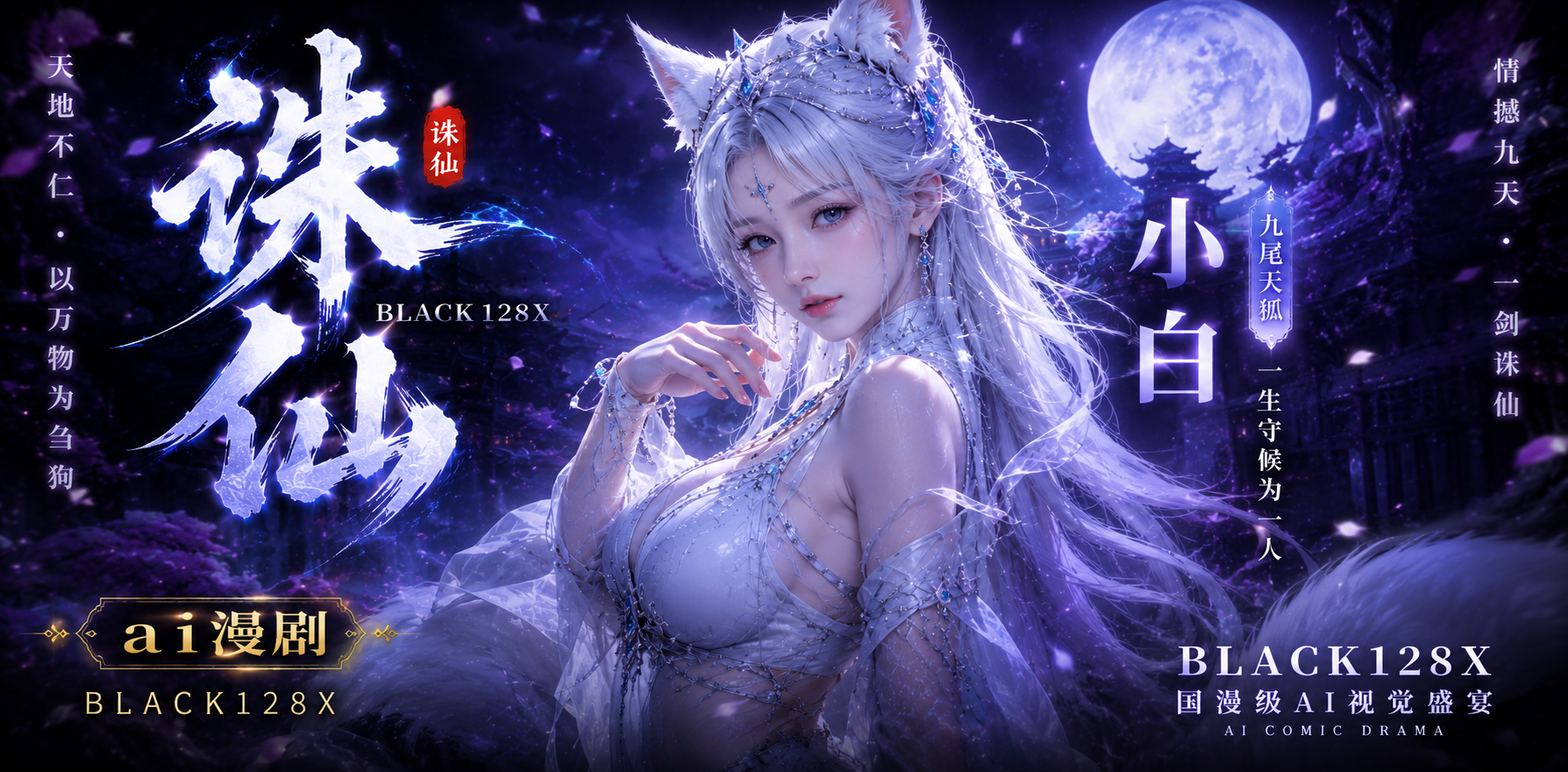 小白 诛仙 Black128x ai漫剧 狐女小白热情舞动激烈互动 魅惑身姿火辣一刻