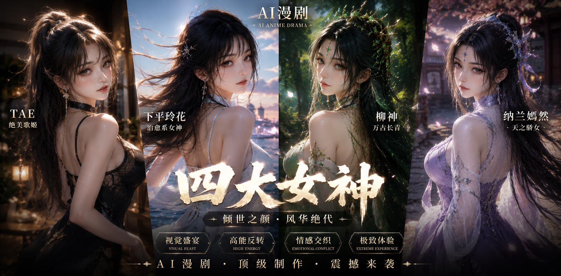 TAE 下平玲花 柳神 纳兰嫣然 甜蜜相遇后情愫暗生 彼此吸引无法自拔 ai漫剧