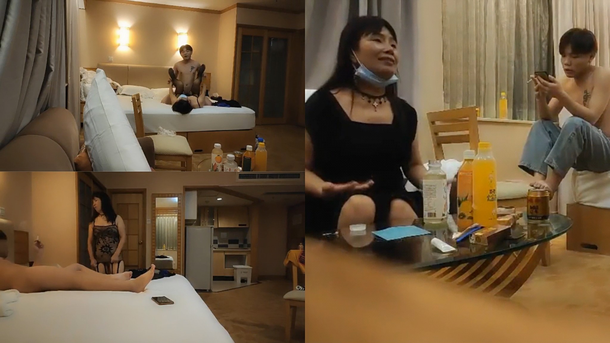 ②专业操熟女，两小伙勾搭大妈宾馆乱搞，穿上情趣内衣操的更爽